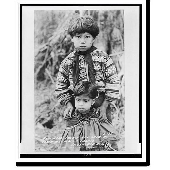 Historic Print, Seminole Indian children at Seminole Indian village, Silver Springs, Fla., 18" x 24"
