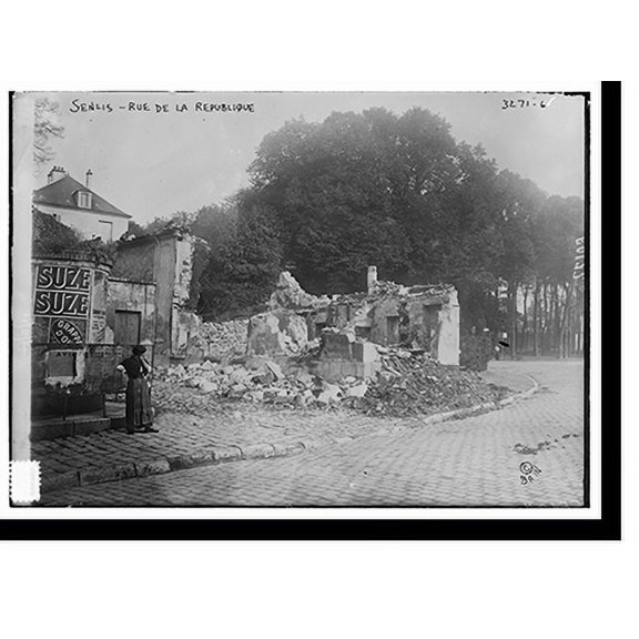 Historic Print, Senlis . Rue de la Republique, 16" x 20"