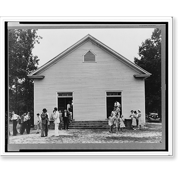 Historic Print, Services are over. Wheeley's Church, Gordonton, Person