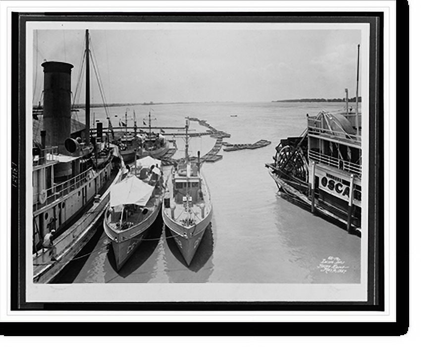 Historic Print, [Several boats in dock].Ewing, Inc., Baton Rouge, La