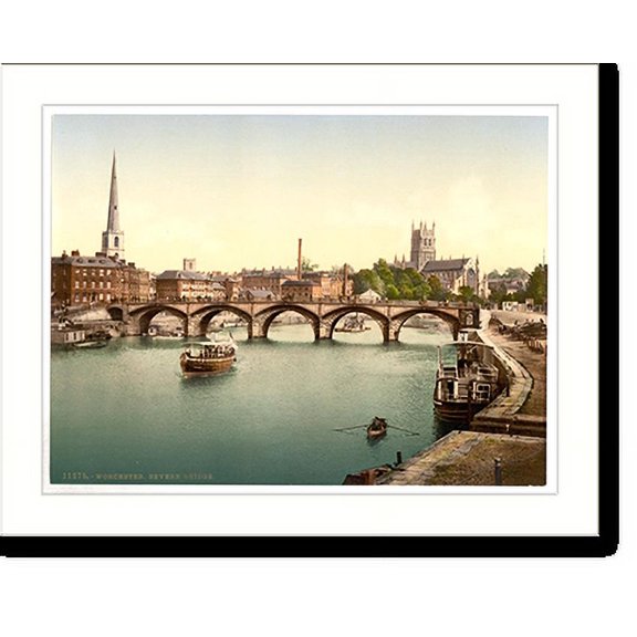 Historic Print, Severn Bridge Worcester England, 18" x 24"