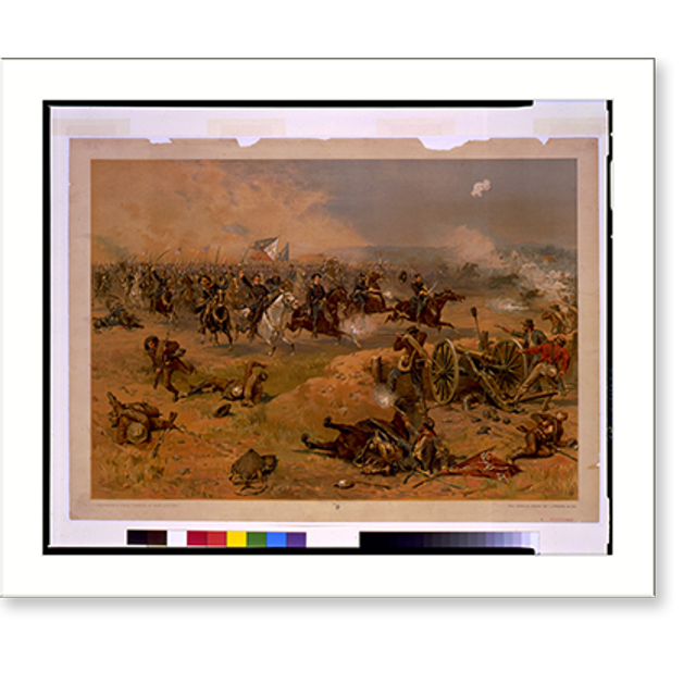 Historic Print, Sheridan's final charge at Winchester.Thulstrup ; fac