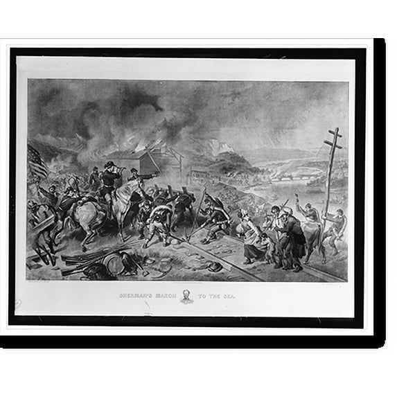 Historic Print, Sherman's march to the sea.drawn by F.O.C. Darley., 16" x 20"
