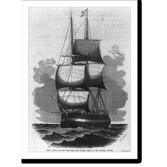 Historic Print, Ship MARIA, of New Bedford, the Oldest Ship in the United States, 16" x 20"