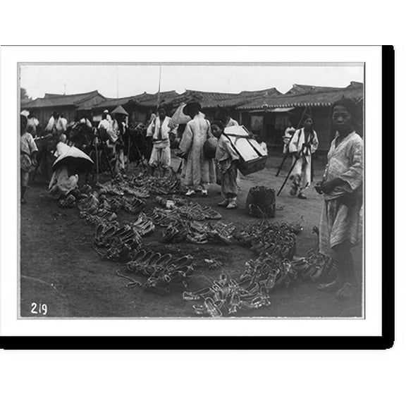 Historic Print, Shoe market, Seoul, Korea, 18" x 24"
