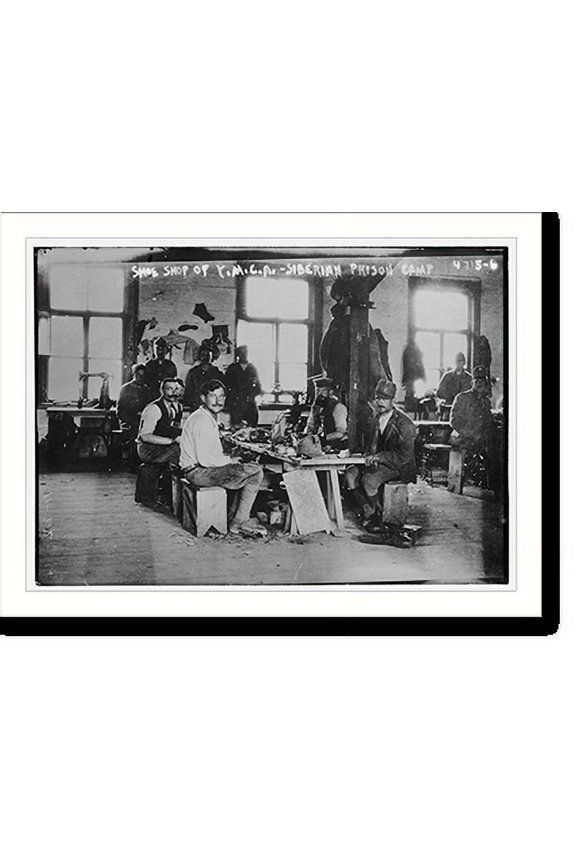 Historic Print, Shoe shop of YMCA . Siberia . Prison, 16" x 20"