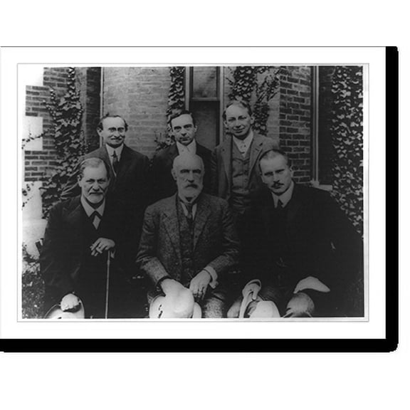 Historic Print, [Sigmund Freud, G. Stanley Hall, C.G. Jung, A.A. Brill, Ernest Jones, and Sandor Ferenczi posed at Clark University, Worcester, Mass.], 18" x 24"