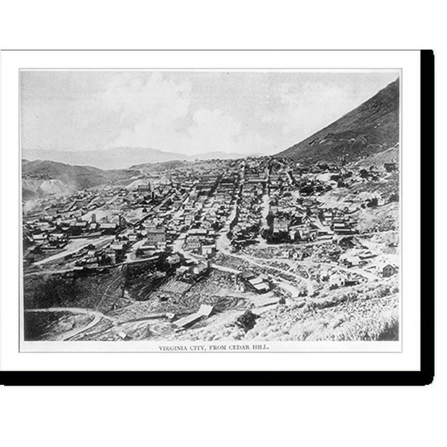 Historic Print, [Silver mining Virginia City, from Cedar Hill], 16" x