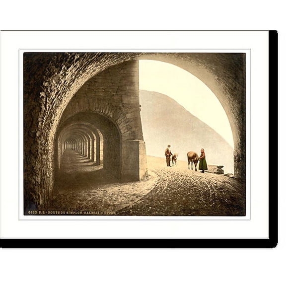 Historic Print, Simplon Pass Winter Gallery Valais Alps of Switzerland, 16" x 20"