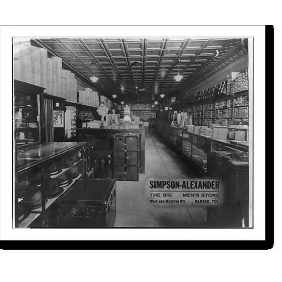 Historic Print, Simpson-Alexander, the Big Men's Store, Main and Marston Streets, Ranger, Texas, 18" x 24"