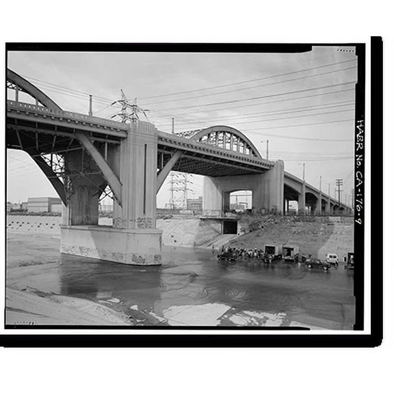 Historic Print, Sixth Street Bridge, Spanning 101 Freeway at Sixth Street, Los Angeles, Los Angeles County, CA - 9, 16" x 20"