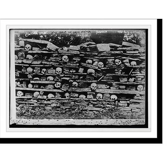 Historic Print, Skull shelf of head hunter, Formosa, 18" x 24"