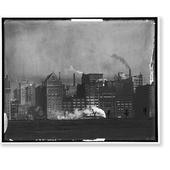 Historic Print, Skyline from lake front, Chicago, 16" x 20"