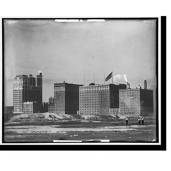 Historic Print, Skyline from lake front, Chicago - 3, 16" x 20"