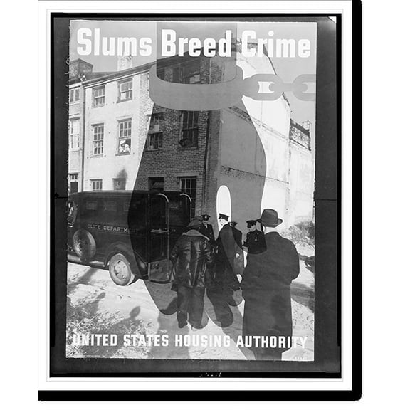 Historic Print, Slums breed crime. United States Housing Authority.Beall., 16" x 20"