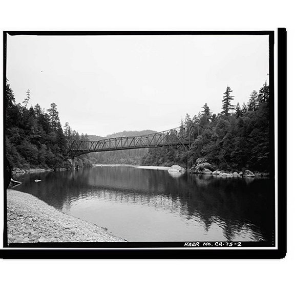Historic Print, Smith River Bridge, CA State Highway 199 Spanning Smith River, Crescent City vicinity, Del Norte County, CA - 2, 16" x 20"