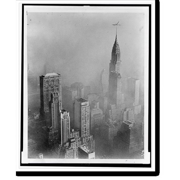 Historic Print, [Smog obscures view of Chrysler Building from Empire State Building, New York City].World-Telegram photo by Walter Albertin., 16" x 20"