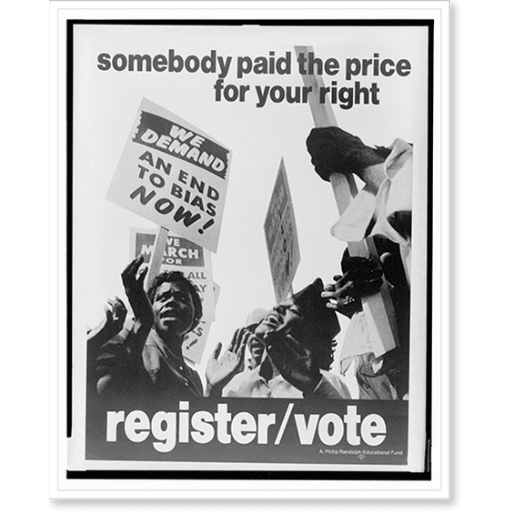 Historic Print, Somebody paid the price for your right : register/ vote, 18" x 24"