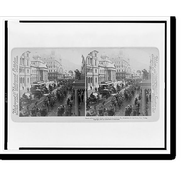 Historic Print, South African Light Horse, coming down Adderly St., to entrain for the front, Cape Town - 2, 18" x 24"