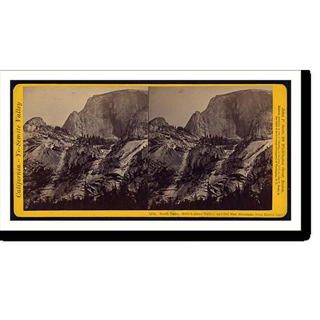 Historic Print, South Dome (6000 ft. above valley) and Old Man Mountain