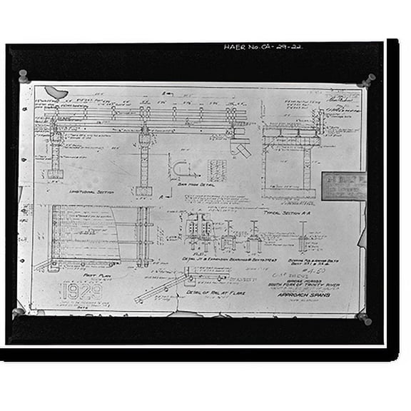 Historic Print, South Fork Trinity River Bridge, State Highway 299 spanning South Fork Trinity Rive, Salyer vicinity, Trinity County, CA - 22, 16" x 20"