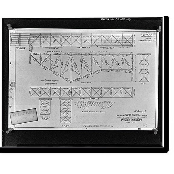 Historic Print, South Fork Trinity River Bridge, State Highway 299 spanning South Fork Trinity Rive, Salyer vicinity, Trinity County, CA - 23, 18" x 24"