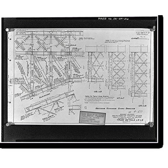 Historic Print, South Fork Trinity River Bridge, State Highway 299 spanning South Fork Trinity Rive, Salyer vicinity, Trinity County, CA - 26, 16" x 20"