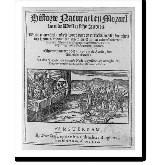 Historic Print, [Spanish conquistadors before throne of Indian king - full title page], 16" x 20"