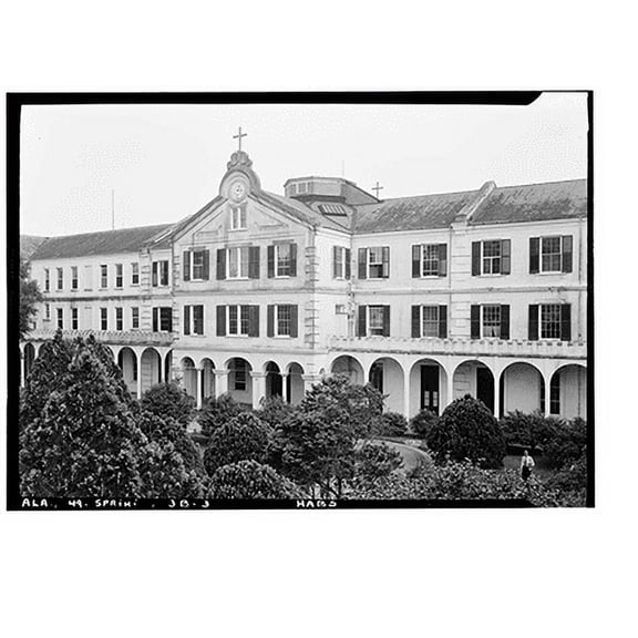 Historic Print, Spring Hill College, Main Building, Old Shell Road, Spring Hill, Mobile County, AL - 3, 16" x 20"