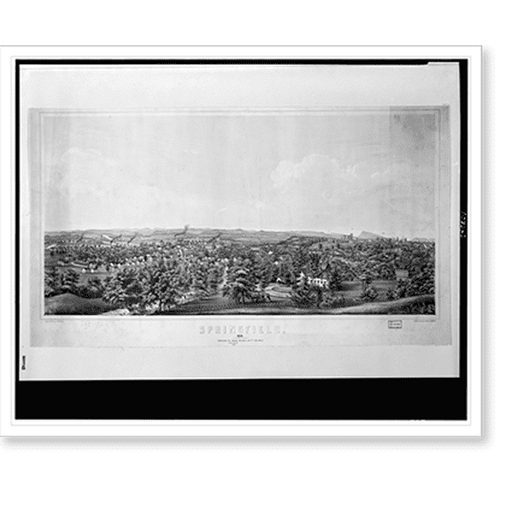 Historic Print, Springfield, 1850.drawn on stone by D.W. Moody ; printed by Sarony & Major, New York., 18" x 24"