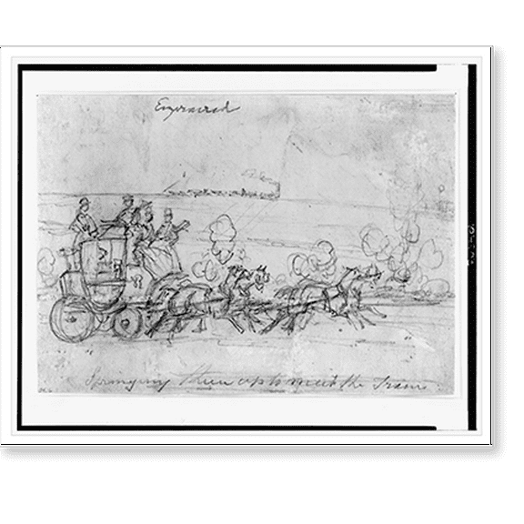 Historic Print, Springing them up to meet the train, 16" x 20"