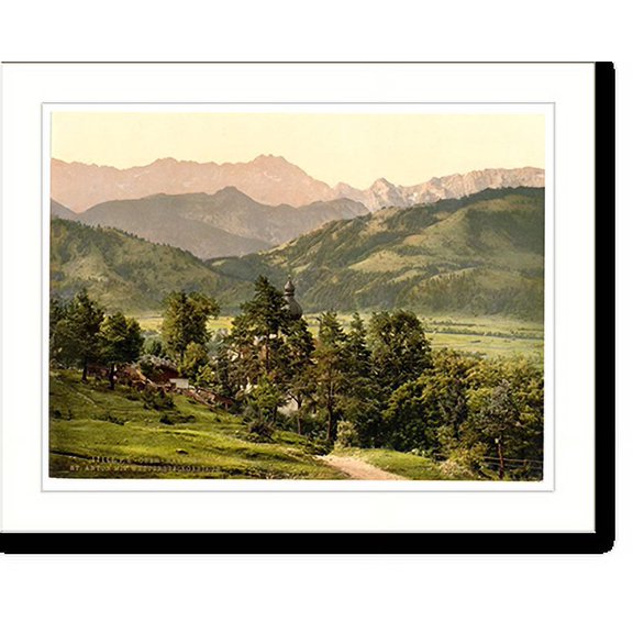 Historic Print, St. Anton with Wettersteingebirge Upper Bavaria Germany, 16" x 20"
