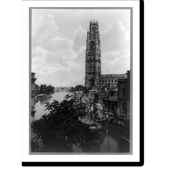 Historic Print, St. Botolph's Church & river, Boston, 16" x 20"