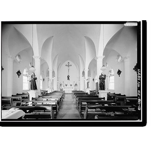 Historic Print, St. Francis Catholic Church, Moloka'i Island, Kalaupapa, Kalawao County, HI - 13, 16" x 20"