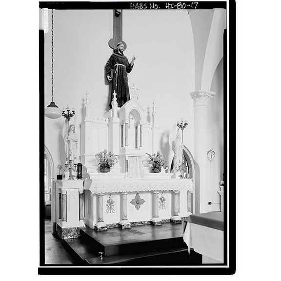 Historic Print, St. Francis Catholic Church, Moloka'i Island, Kalaupapa, Kalawao County, HI - 17, 18" x 24"