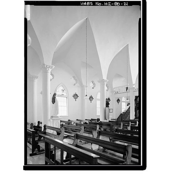 Historic Print, St. Francis Catholic Church, Moloka'i Island, Kalaupapa, Kalawao County, HI - 21, 18" x 24"