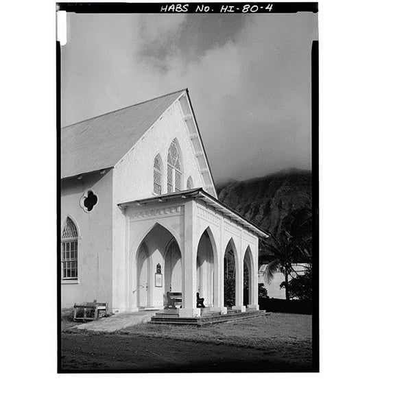 Historic Print, St. Francis Catholic Church, Moloka'i Island, Kalaupapa, Kalawao County, HI - 4, 18" x 24"