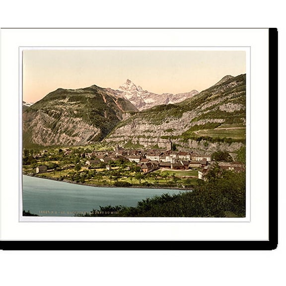 Historic Print, St. Maurice and Dent du Midi Valais Alps of Switzerland, 18" x 24"
