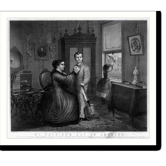 Historic Print, St. Patrick's day in America.John Reid, pinxt. ; Duval & Hunter, lith., Phila., 18" x 24"