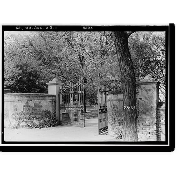Historic Print, St. Paul's Parish Cemetery Gate & Gravestones, 605 Reynolds Street, Augusta, Richmond County, GA, 16" x 20"
