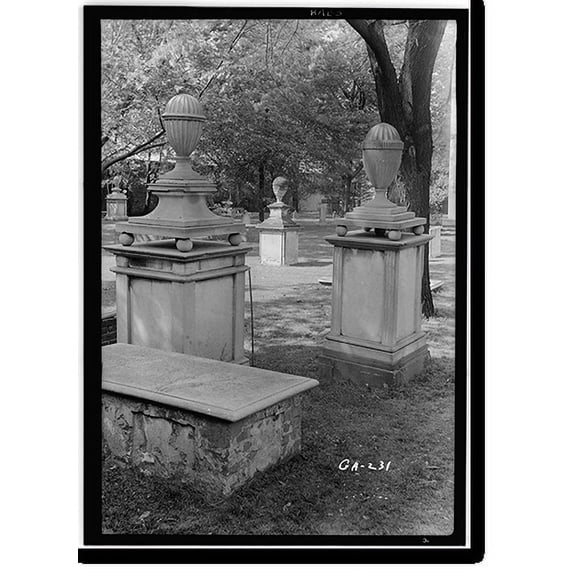 Historic Print, St. Paul's Parish Cemetery Gate & Gravestones, 605 Reynolds Street, Augusta, Richmond County, GA - 2, 16" x 20"