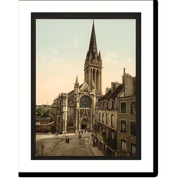 Historic Print, St. Pierre church Caen France, 18" x 24"