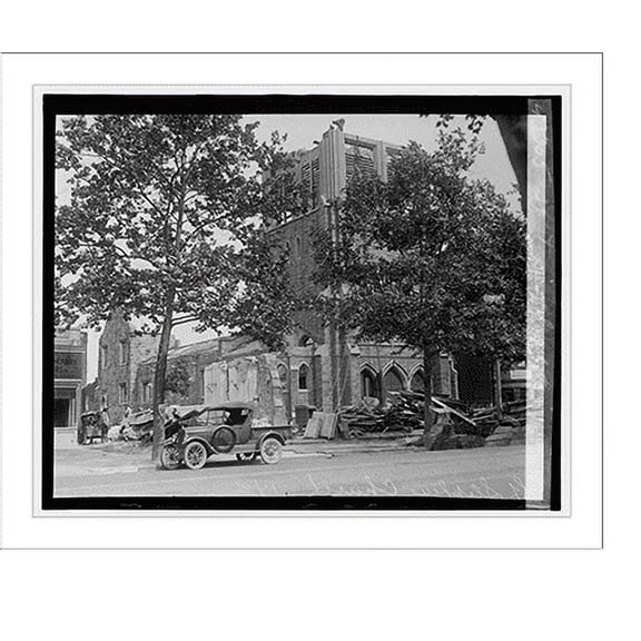 Historic Print, St. Steven's Church being raised, 16" x 20"