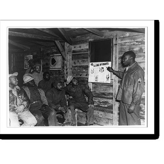 Historic Print, [Staff Sergeant Herbert Ellison explaining G.I. Bill of Rights to quartermaster trucking company: Robert T. Walton, Tonil Carter, Lawrence Keys, Sam Anderson, James Mill…16" x 20"