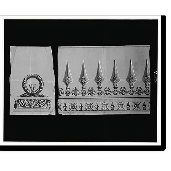 Historic Print, [Star and palmette border and gilded wreath for Ramée's gilded ironwork wallpaper design], 16" x 20"