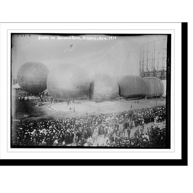 Historic Print, Start of balloon race, St. Louis, 16" x 20"