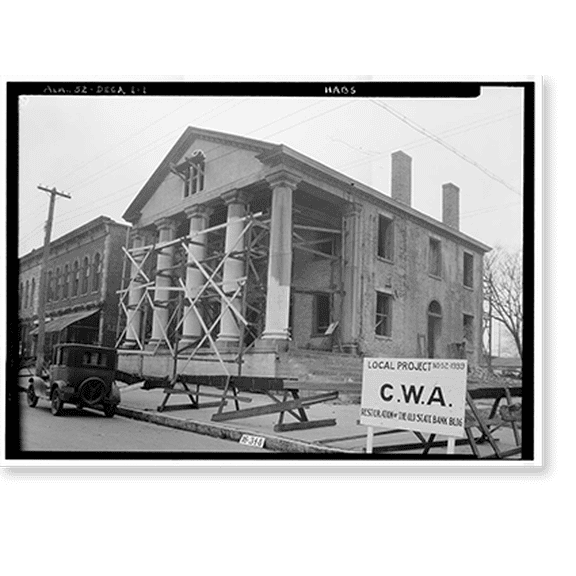Historic Print, State Bank of Alabama, Decatur Branch, Bank Street & Wilson Avenue, Decatur, Morgan County, AL, 16" x 20"