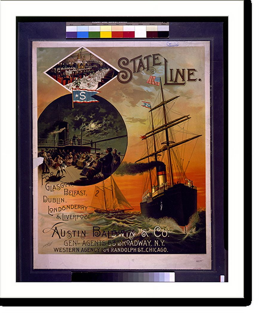 Historic Print, State Line. For Glasgow, Belfast, Dublin, Londonderry