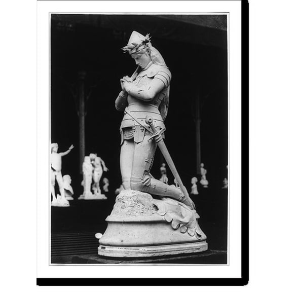 Historic Print, [Statue by Emmanuel Frémiet, of Joan of Arc, full lgth., kneeling, facing left; in armor, praying], 16" x 20"