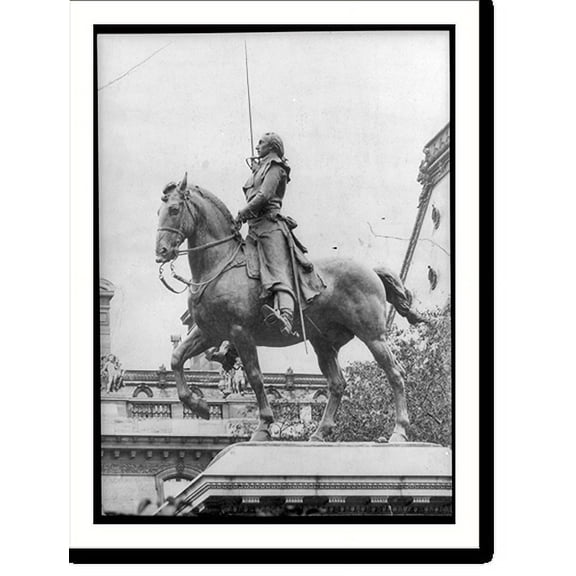 Historic Print, Statue of Lafayette in the court at the Louvre, 18" x 24"
